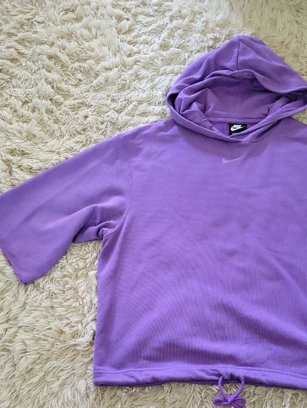 Nike Purple Pullover Hoodie Cropped Sleeves